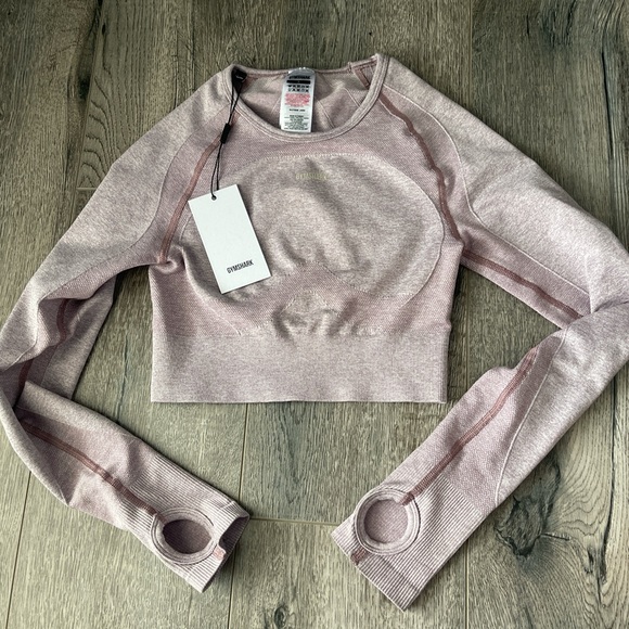 Gymshark Tops - Gymshark Blush Pink Long Sleeve Crop Top